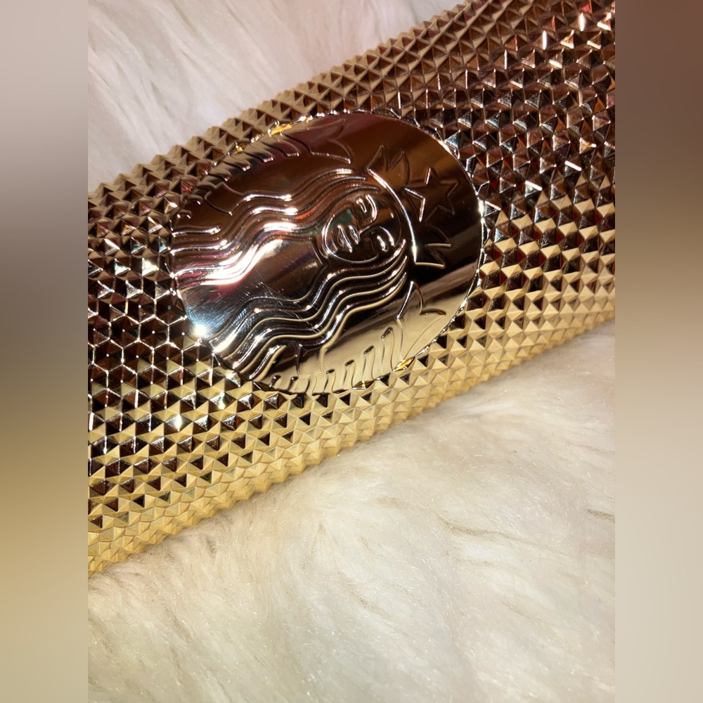Gold Starbucks Studded Bling Cold Cup Tumbler 24oz. Christmas 2022 - Picture 6 of 6